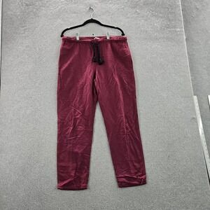 Pomandere Women Pants 4 Burgundy Linen Viscose Tasseled 27" Inseam